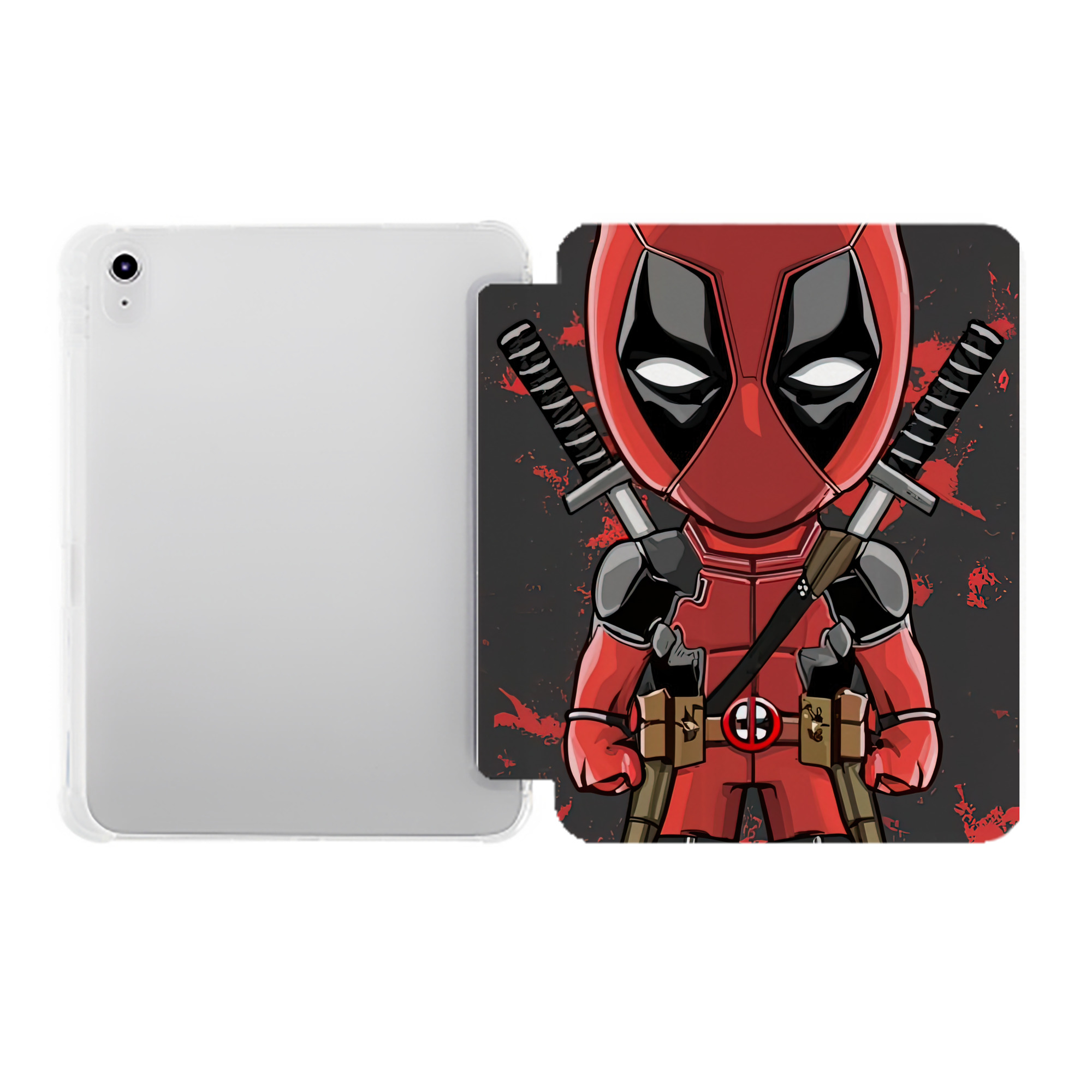 （画像用） Deadpool デッドプール IPad ケース ペン収納付き 三つ折りスタンド PUレザー×シリコン 対応機種9.5/10.5/10.9インチ